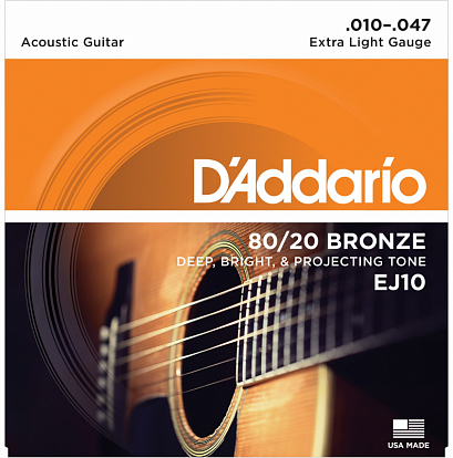 D'ADDARIO EJ10 BRONZE --    ,  80/20, Extra Light 10-47