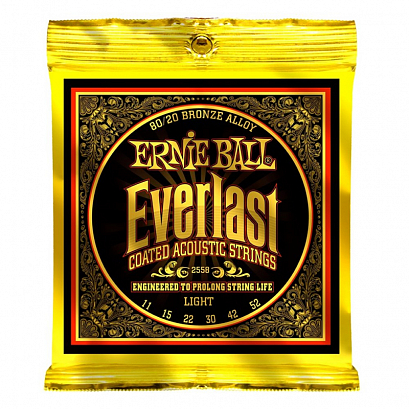 ERNIE BALL 2558 --   .  Everlast Coated 80/20 Bronze Light (11-15-22w-30-42-52)