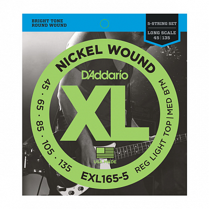 D'ADDARIO EXL165-5 XL NICKEL WOUND --    5- - 5-string Long Regular Ligth 