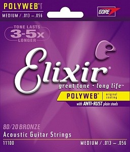 ELIXIR 11100 PolyWeb Medium -- струны для акустической гитары (013-017-026-035-045-056)