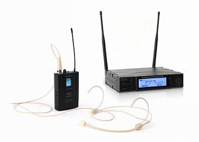 AuraSonics STAGE 201 PRESENTER --  радиосистема с поясным передатчиком и головным микрофоном