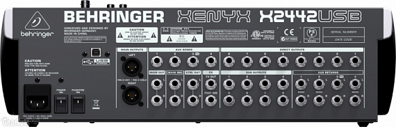 BEHRINGER  X 2442USB -- микшерный пульт, 8 моно, 4 стерео, 10 микрофонных предусилителей, 4 AUX-шины