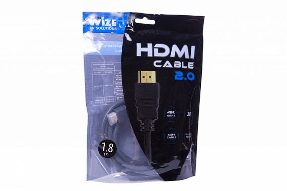 WIZE CP-HM-HM-1.8 -- кабель HDMI 1.8 м, v.2.0, K-Lock, soft cable, 19M/19M, 4K/60 Hz 4:4:4, Ethernet