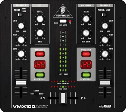 BEHRINGER VMX 100USB PRO -- DJ ������, 2-� ���������, �� ��������� ����� � USB ����������������
