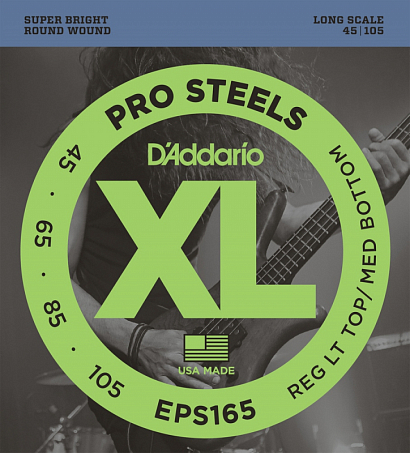 D'ADDARIO EPS165 -- струны для бас-гитары, ProSteels/Long, 45-105