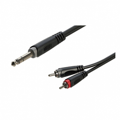 ROXTONE RAYC110/2 -- �����-������ ,D:4x8mm.,2x1x0,14mm2,���.:90%, (6,3mmStereoJack-2 x RCA), 2�