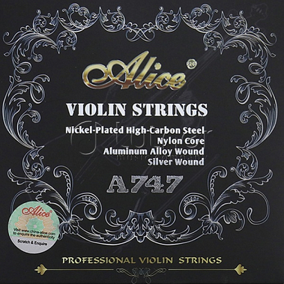 ALICE A747 -- комплект струн для скрипки размером 4/4, среднее натяжение, синтетика, Alice