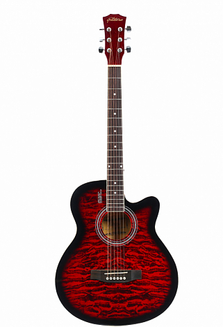 ELITARO E4030C RDS Fire -- акустическая гитара, 40", фолк, с вырезом,  цвет красный бёрст
