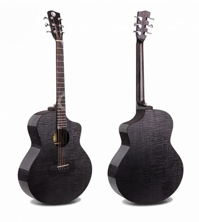 LUXARS R2-M-EQ -- электро-акустическая гитара, с вырезом, черная,