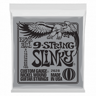 ERNIE BALL 2628 --   9   Nickel Wound 9 (9-11-16-24-34-46-64-80-105)