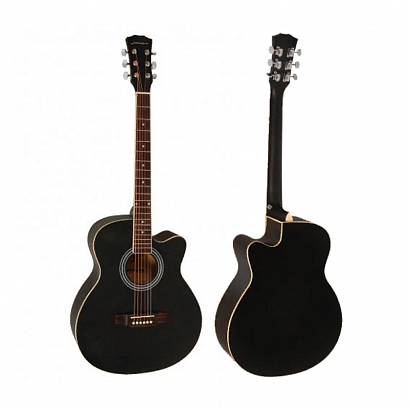 ELITARO E4020 BK -- акустическая гитара,40",фолк , с вырезом,цвет черный, матовый лак