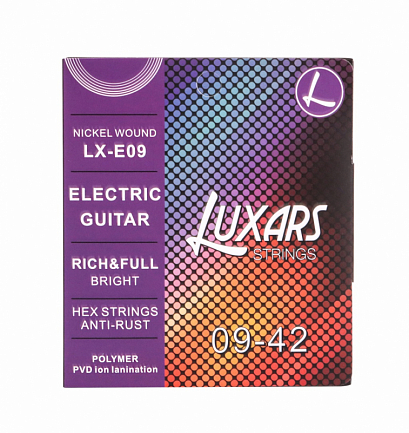 LUXARS LX-E09 -- комплект струн для электрогитары, никель, 9-42, с покрытием