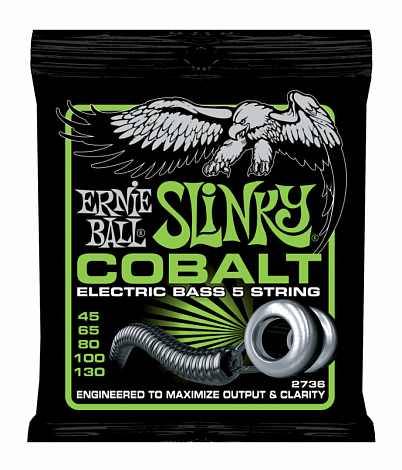 ERNIE BALL 2736 -- ������ ��� 5-�������� ���-������ Cobalt Bass Slinky 5 (45-65-80-100-130)