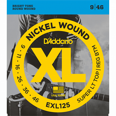 D'ADDARIO EXL125 XL NICKEL WOUND -- струны для электрической гитары Super Light/Regular, никель 9-46