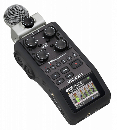 ZOOM H6 -- ручной рекордер-портастудия. Каналы - 4/Сменные микрофоны/Цветной дисплей