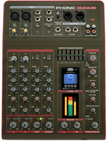 PHONIC CELEUS 200 -- ��������� �����, 6-�����������, USB ��������������, Bluetooth