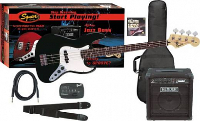 FENDER SQUIER AFFINITY JAZZ BASS&RUMBLE 15 AMP - BROWN SUNBURST -- : -,  