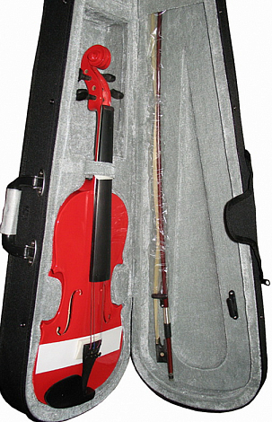 BRAHNER  BVC-370/MRD 4/4 -- скрипка, смычок, футляр с ремнём, канифоль, цвет - красный металик